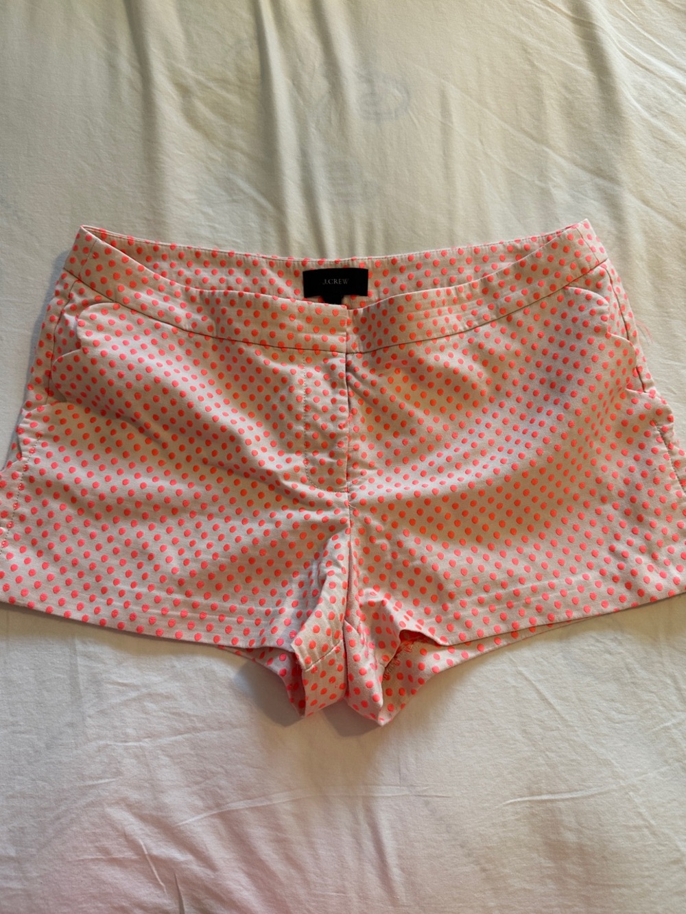 J. Crew bright coral Polka Dot High Waist Shorts